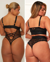 Tutti Midnight Black 3-piece set, back view with caged detail