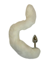 White Anal Plug Tail on a white background