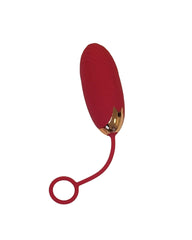 Red silicone tool with a flexible arm on a white background