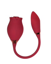Red silicone product with a flexible band on a white background