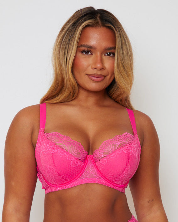 Tutti Booster fuller bust bra in Saucy Strawberry pink, front view