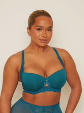 Daley Lace T-shirt Bra : Blue Coral