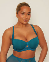 Daley Lace T-shirt Bra : Blue Coral