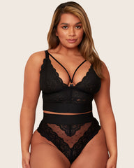 Fuller bust bodysuit and bralette set in Midnight Black lace