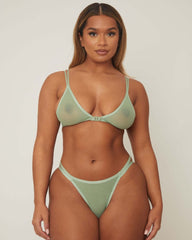 Indie Bralette & Brief Set : Basil Green