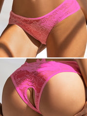 Pink lace underwear on a neutral background