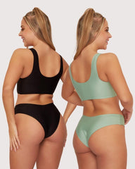 Stevie Twin Pack Bralette & Brief Set : Black & Basil