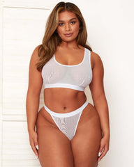 Lola-Mae Mesh Twin Pack Bralette & Brief Set : Candyfloss & Ice White