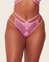 Aura subtly violet brief with sheer and sexy fishnet panel