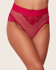 Beccs mesh high waist brief in very cherry