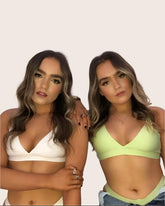 Ally Duo eco friendly Bralettes in White & Mint