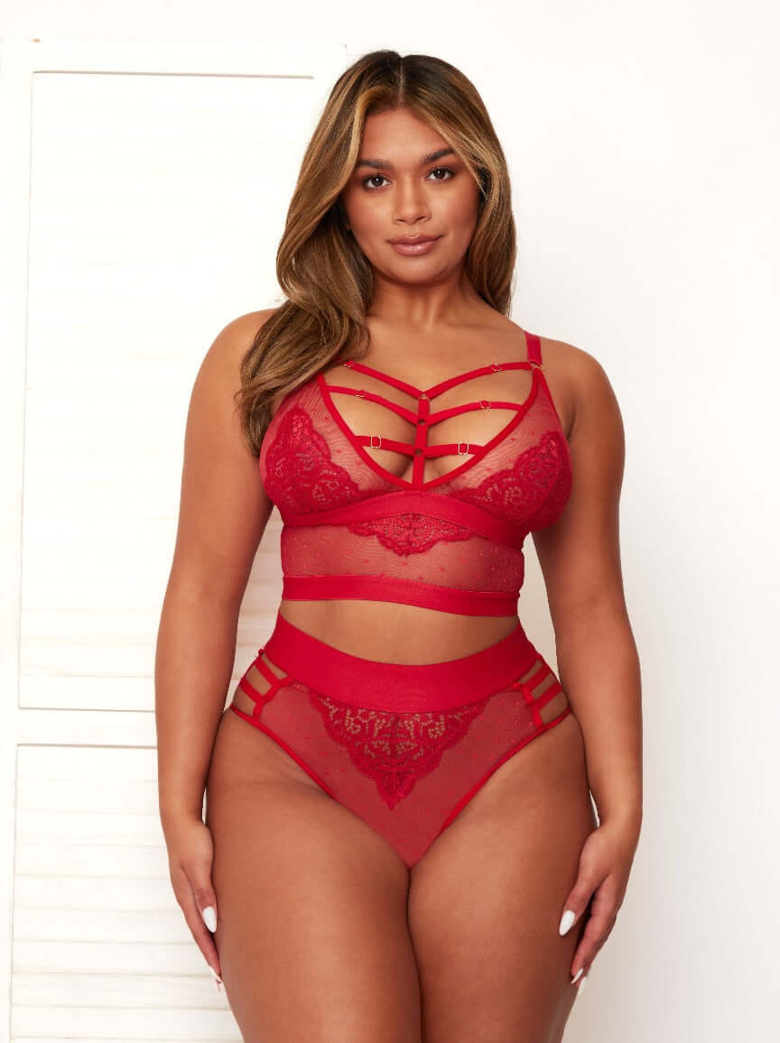 Kayla Bralette & Brief Set : Raspberry Red Tutti Rouge Kayla Bralette & Brief Set : Raspberry Red Tutti Rouge