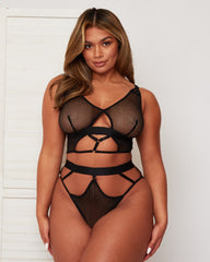 Sierra sexy fishnet bralette in midnight black