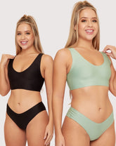 Stevie Twin Pack Bralette : Black & Basil