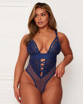 Stormy oceanic blue bodysuit with supportive underband