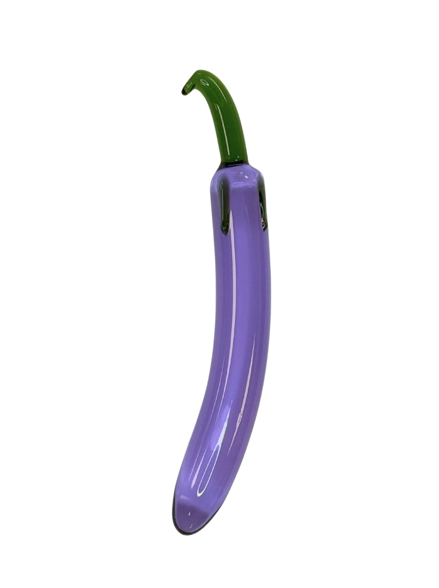Purple Glass Toy from Brand X By Tutti inspired by the shape and look of an aubergine 