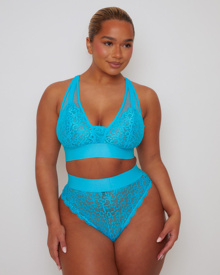 Hallie Bralette & Brief Set : Bluebird Blue