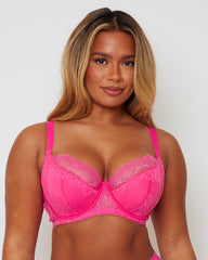 Tutti Booster fuller bust bra in Saucy Strawberry pink, front view