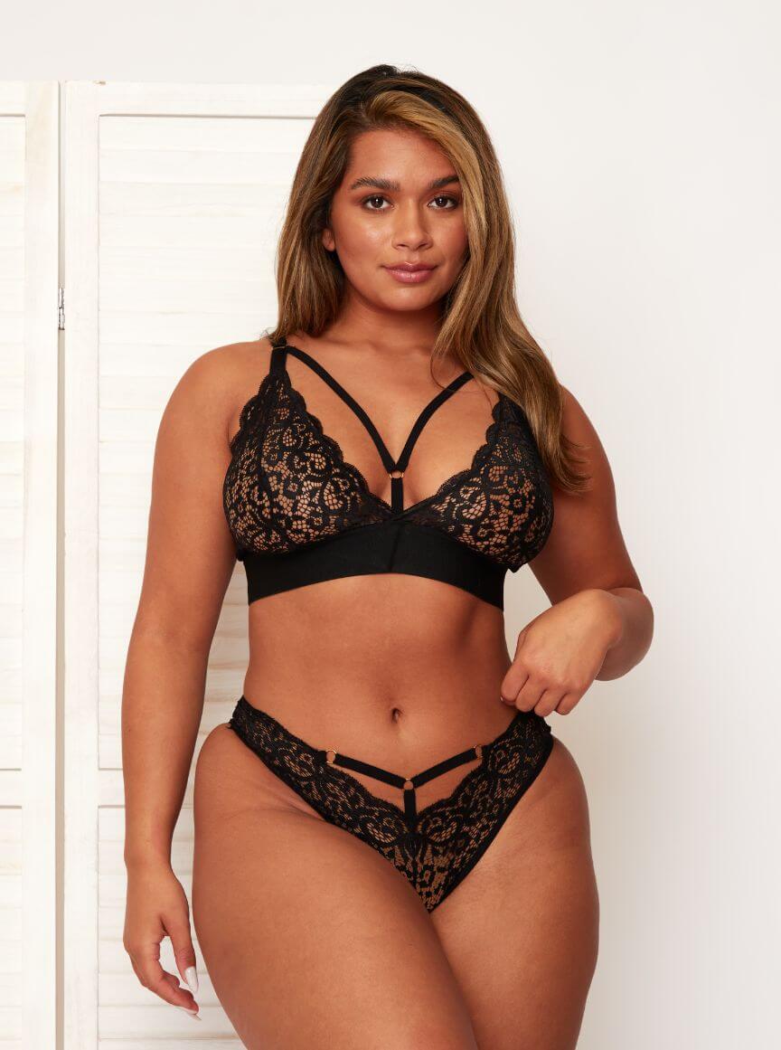Gabriella Bralette & Brief Set : Midnight Black