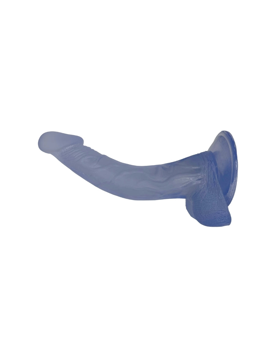 Side View of Frosted Blue Silicone Toy from Brand X Intimates 