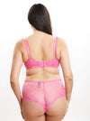 back detail of a neon pink tutti frutti bra and short lingerie set