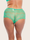 back detail of the Tutti Frutti lace short in Apple Green, showing scalloped lace edge