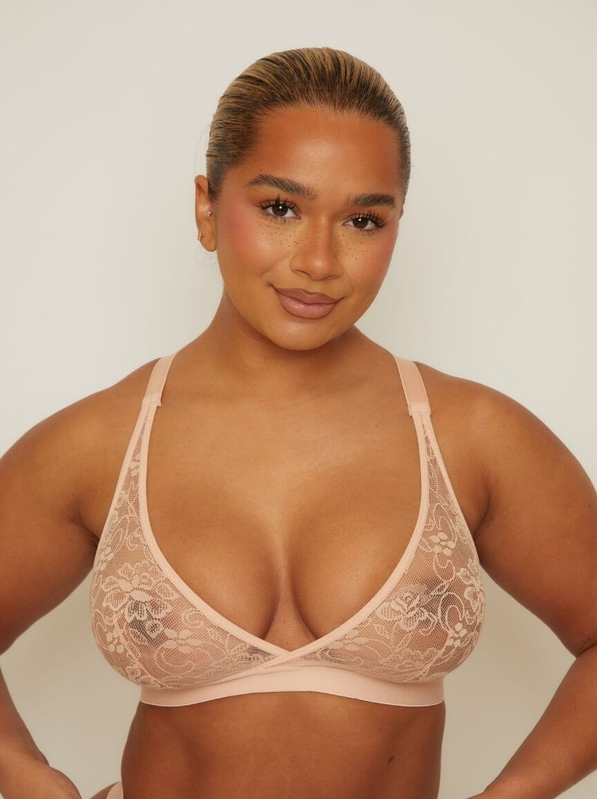 Millie-Mae Twin Pack Triangle Bralettes : Black & Blush Pink