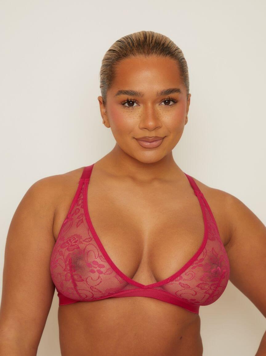 Millie-Mae Twin Pack Triangle Bralettes : Black & Very Cherry