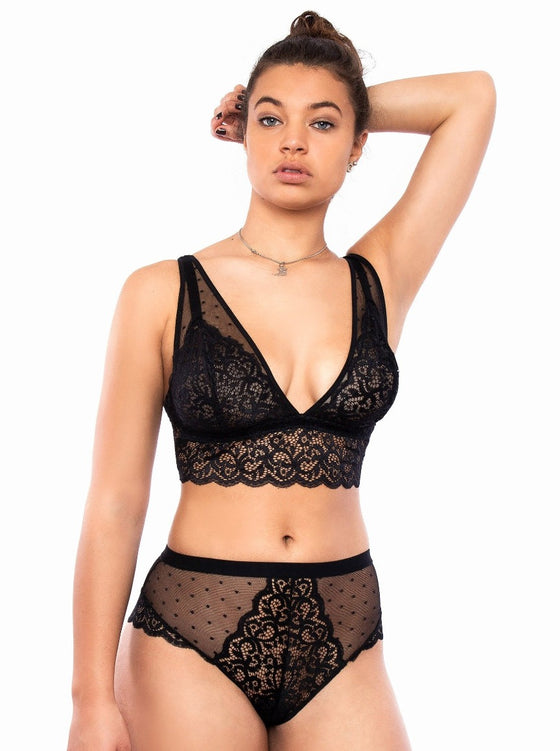 Eva brief in midnight black with scalloped edging