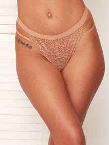  Aria sexy all over lace thong in warm sand