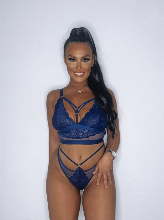 Brooke oceanic blue bralette with sexy caged cups
