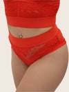 Francine fiery red thong with lace and mesh