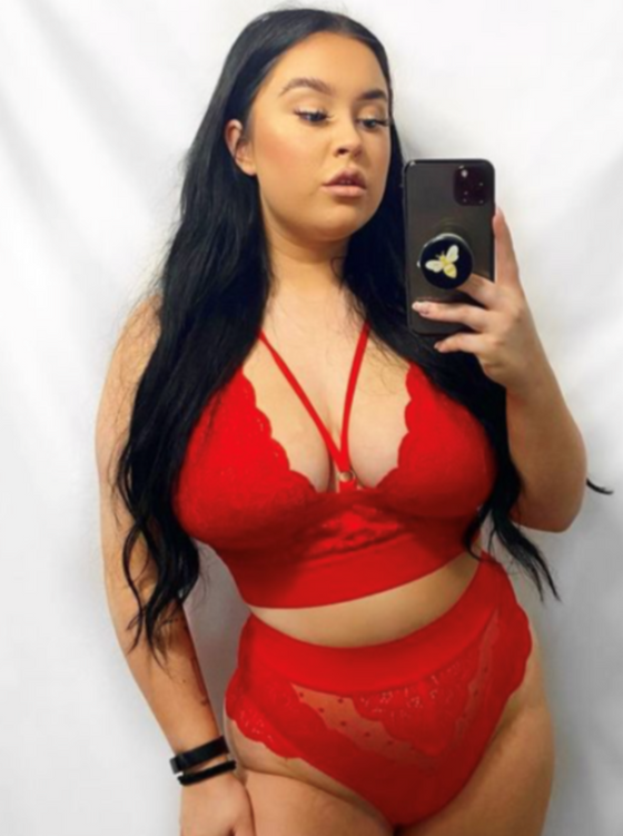 Gia caged cup bralette in fiery red