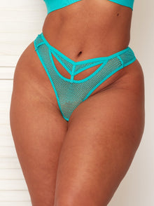  Paloma fishnet brazilian with keyhole detailing in atlantis green