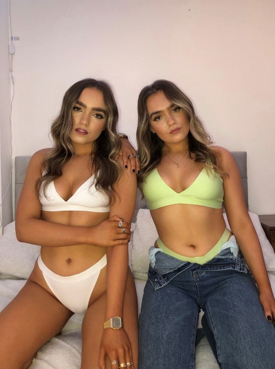 Ally Duo eco friendly Bralettes in White & Mint