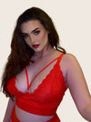 Gia fiery red bralette with front caging