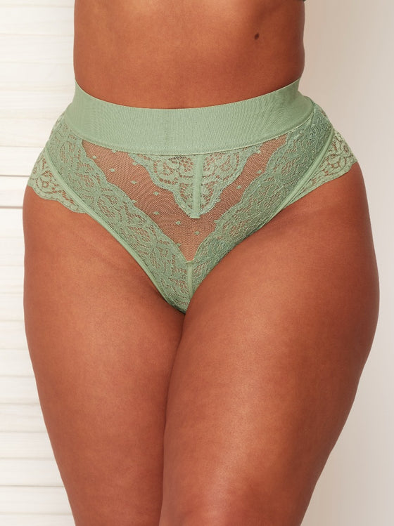 Francine brief with lace and mesh in basil green