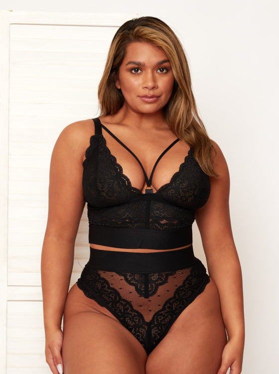 Gia lace pullover bralette in midnight black