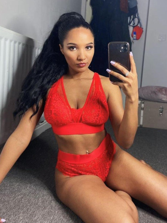 Hallie supportive longline bralette in fiery red