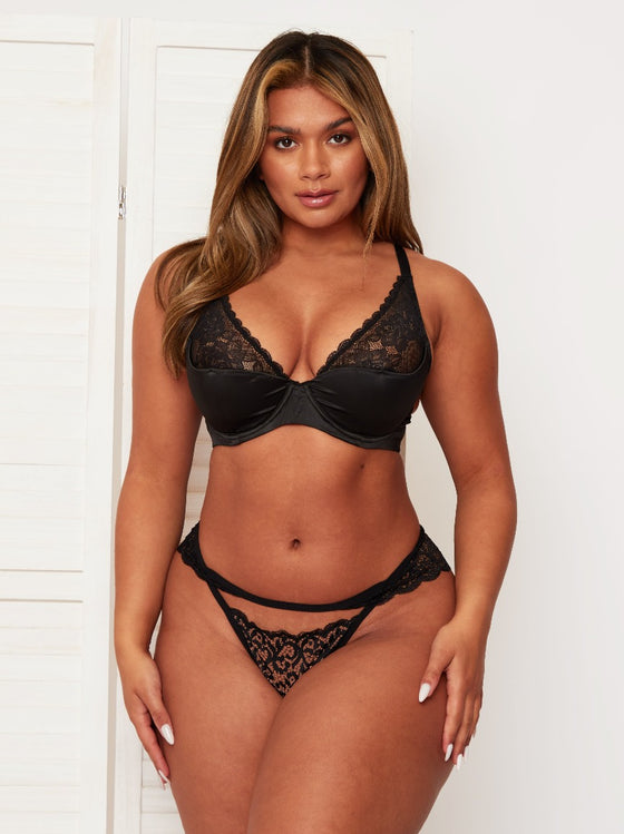 Sophia midnight black underwire bra with lace detail