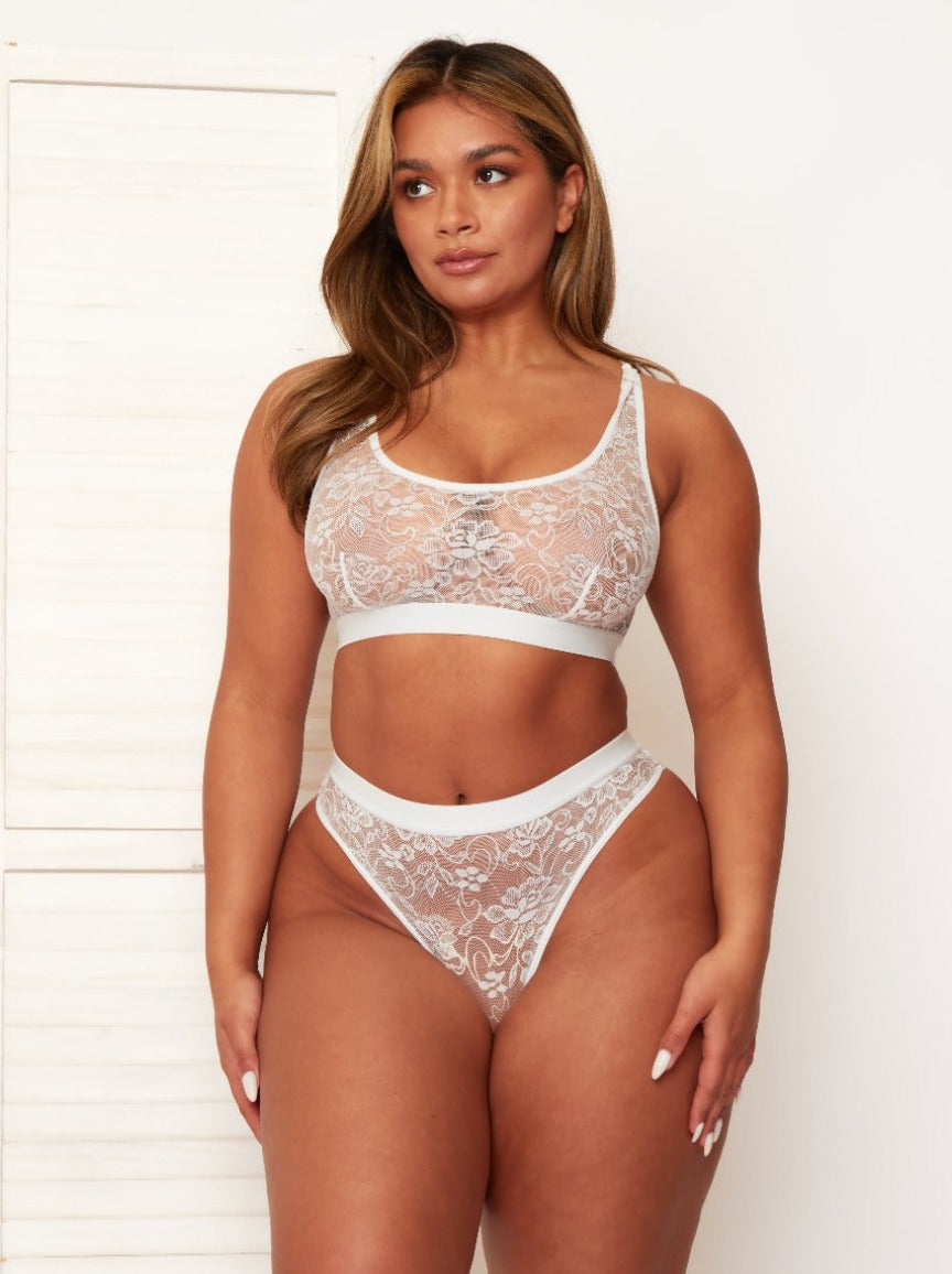 Millie-Mae Twin Pack Crop Bralettes : Black & Ice White