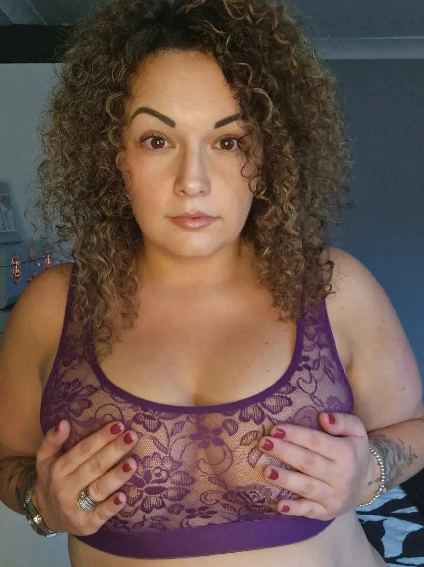 Millie-Mae Twin Pack Crop Bralettes : Black & Velvet Purple