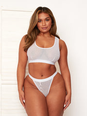 Lola-Mae Mesh Twin Pack Crop Bralettes : Candyfloss & Ice White