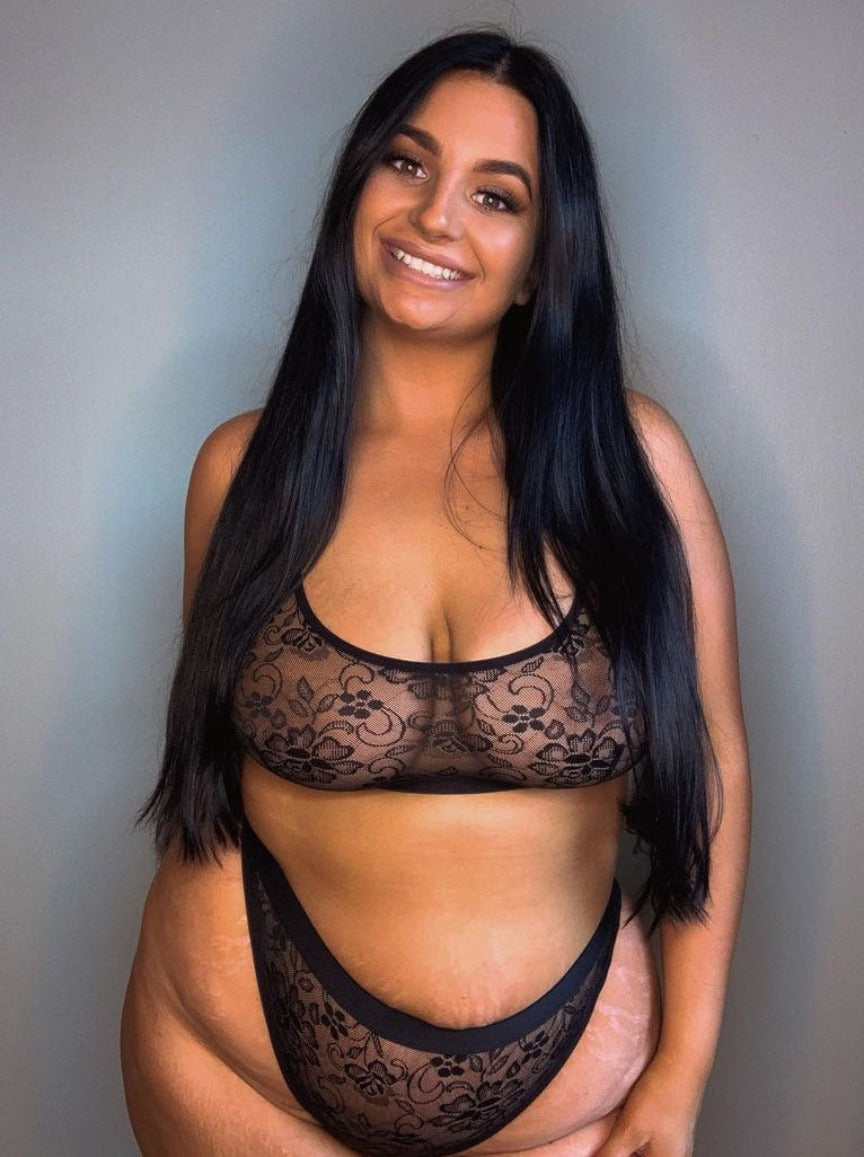Millie-Mae Twin Pack Crop Bralettes : Black & Ice White