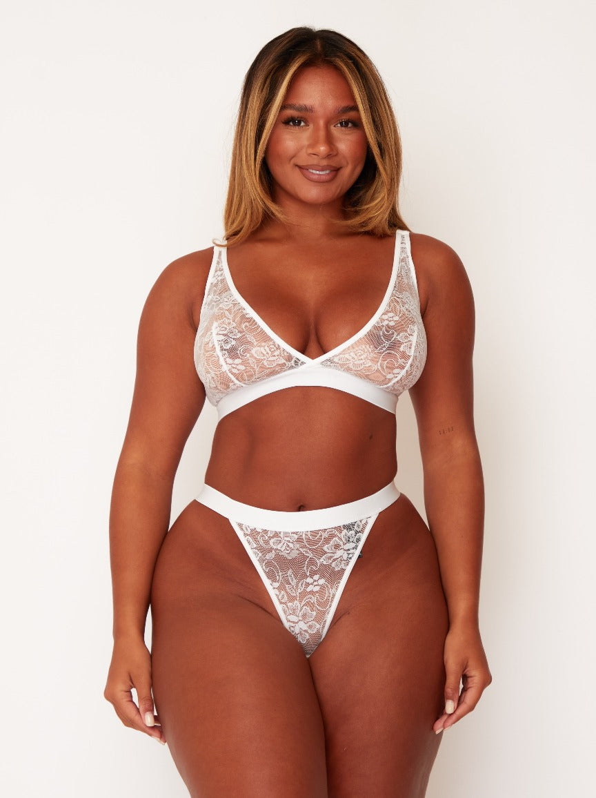 Millie-Mae Twin Pack Triangle Bralettes : Black & Ice White